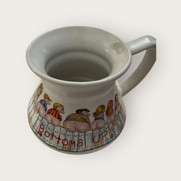 No Spill Tea Coffee Mug 'Bottoms Up' Bare Butts Mooning Hirschi Novelty Mug Vtg - Picture 3 of 10